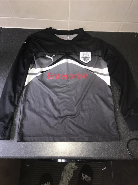 Preston North End FC schwarzes langärmeliges Fußballshirt Puma Enterprise Youth M