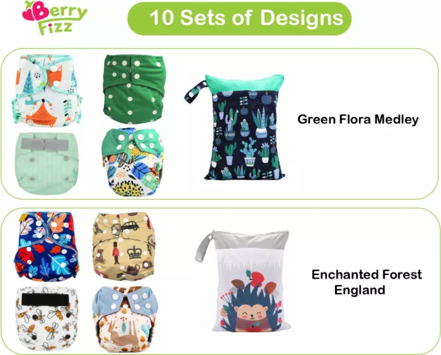 14pc Pack Full Set Newborn Cloth Diaper Pocket & All-In-One AIO, Wet bag, Liner 5