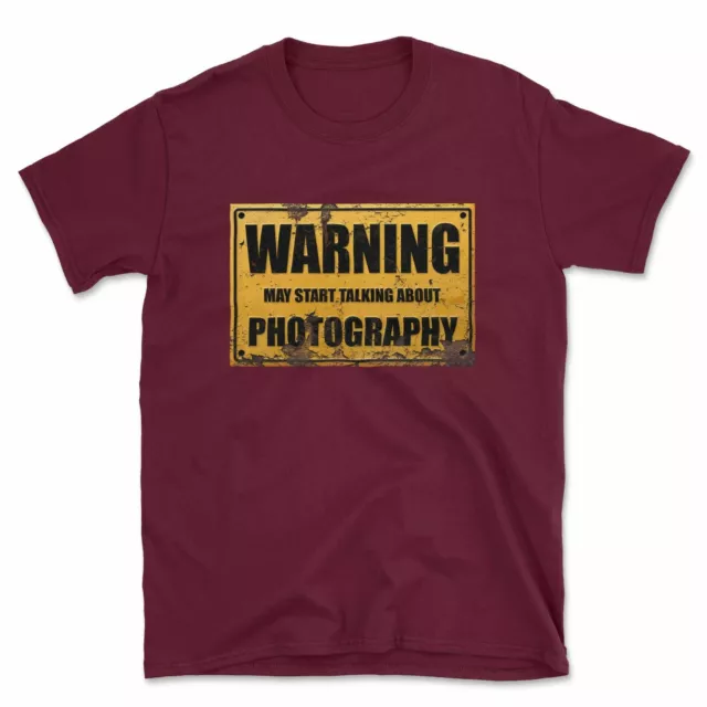 Warning May Start Talking About Photography T-Shirt | Funny Photo Camera Gift