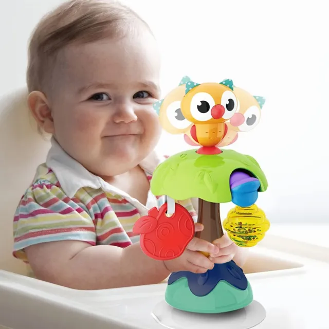 Suction Base High Chair Interactive Rattle Toy Swingable Owl with Baby Rattle