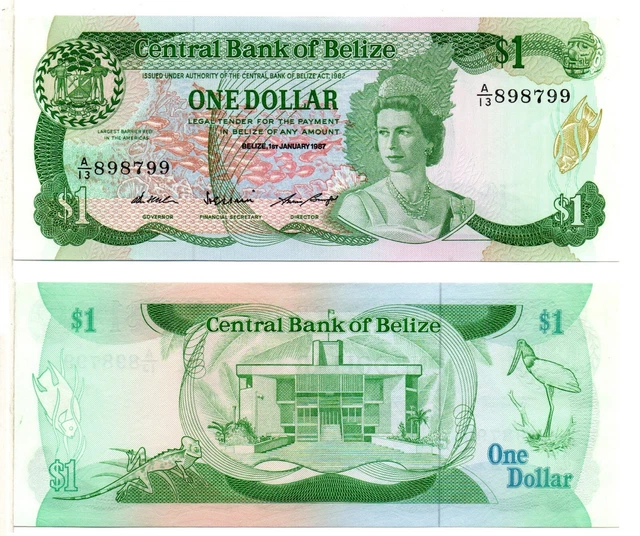 BELIZE 1 Dollar QEII (01-01-1987) Pick 46c, Uncirculated