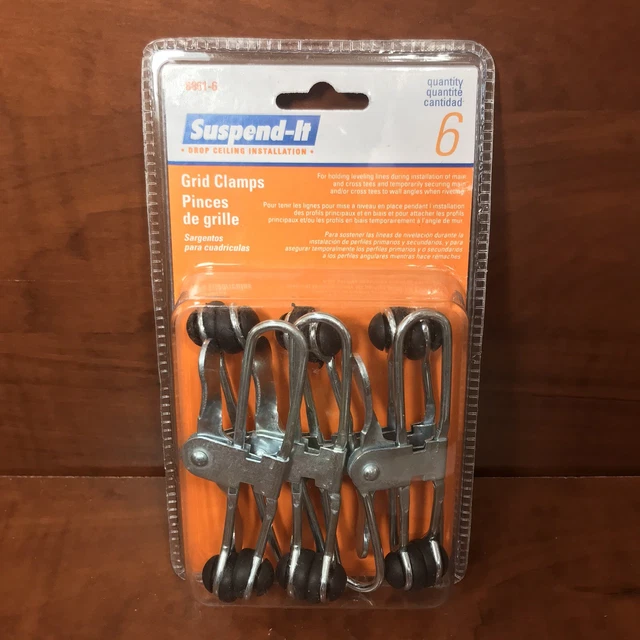 Suspend-It 8861-6 Ceiling Tile Grip Clamps, 1-1/4 In, Pk6 Drop Ceiling Leveling