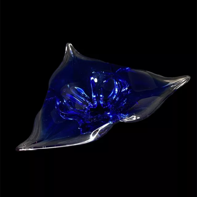 Large Purple, Blue & Clear Art Glass Sommerso Bowl Vintage, Czech  1970s