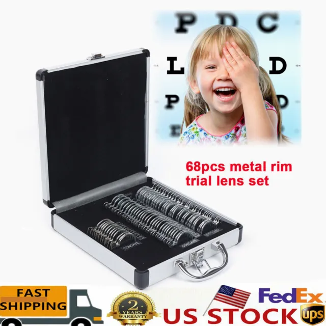 Metal Rim Trial Lens Set 68Pcs With Carrying Case Optometry Test Trial Frame