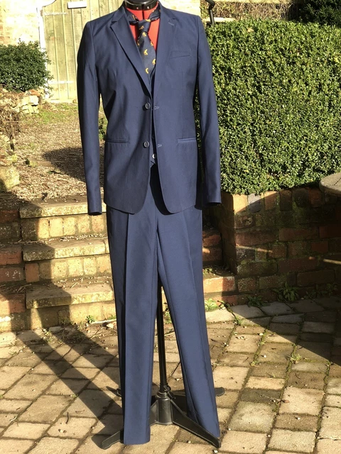 Boys Navy 3 Piece Suit With Tie.  John Lewis Age 13/14 2
