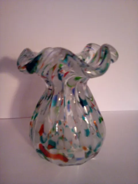 Vintage Murano Confetti Specked Vase. End of day glass. Excellent Condition. #28