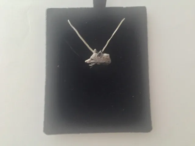 A11 Small Fox Head on a 925 sterling silver Necklace Handmade 30 inch chain