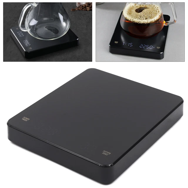 Mini Bilancia Da Caffè Digitale Con Timer – Ricaricabile Via USB, Precisione 0,1g Fino A 2kg, Per Espresso E Preparazione, Display LED, Nera