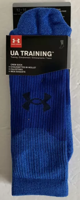 Under Armour UA Training Mens NEW Blue Training Crew Socks Mens Size 12-16