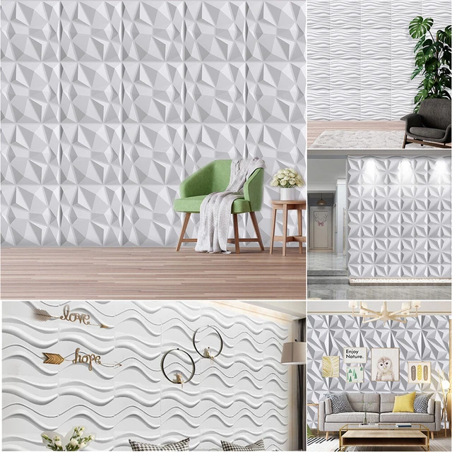 3D WALL PANELS Covering PVC White Cladding Wallpaper Decorative Tiles