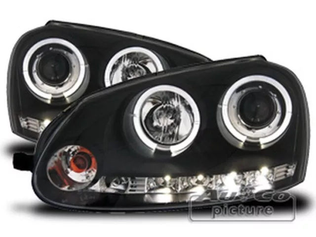 AuCo Scheinwerfer-Set mit 2 Standlichtringen für VW Golf 5 BLACK EDITION