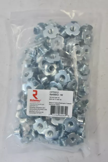 Richelieu Steel Tee Nuts 100 Pack 5/16"-18 Bolt x 3/8" Barrel CP70212