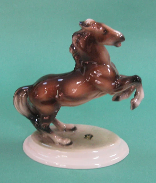 WIEN KERAMOS Art Nouveau CHOCHOLKA Brown STALLION REARING HORSE Vintage FIGURINE