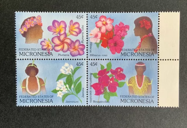 Micronesia 123-126 Block of Four 1989 Flowers and Flowers Mint