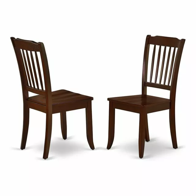 East West Furniture Danbury 11" Wood Dining Chairs in Mahogany (Set of 2)