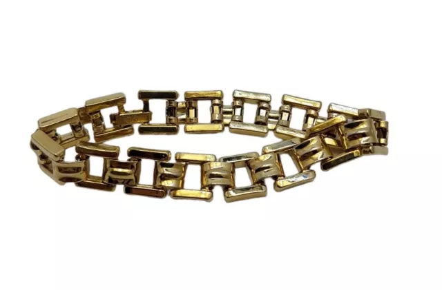 Napier Signed Gold Tone Square Link Bracelet 7.25"