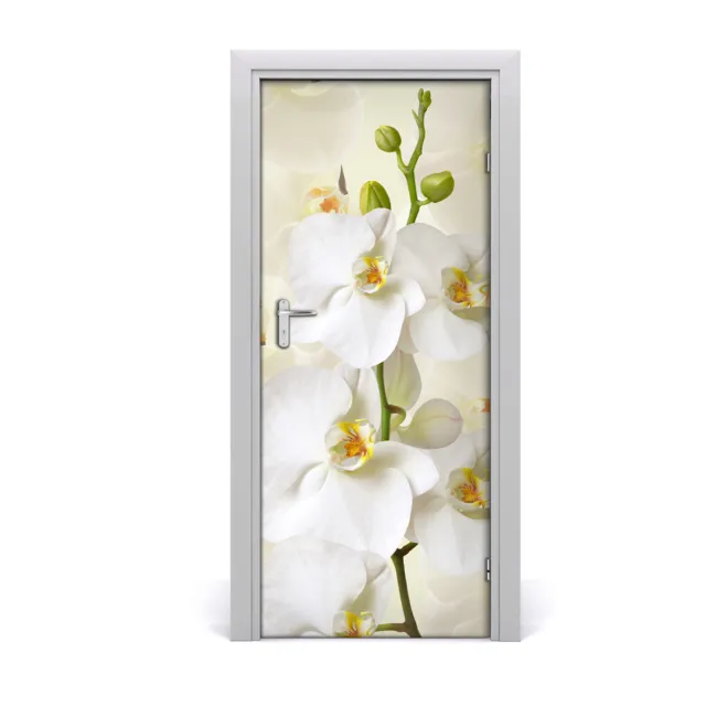 Pegatinas Para Puertas 85x205 cm Calcomanías de pared orquídeas blancas