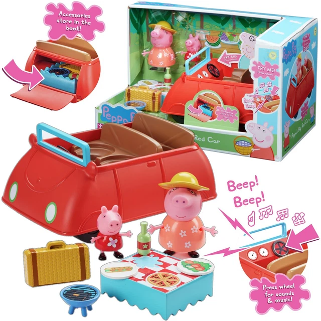 PEPPA PIG'S BIG Red Car with Peppa & Mummy figures & Picnic Accessories