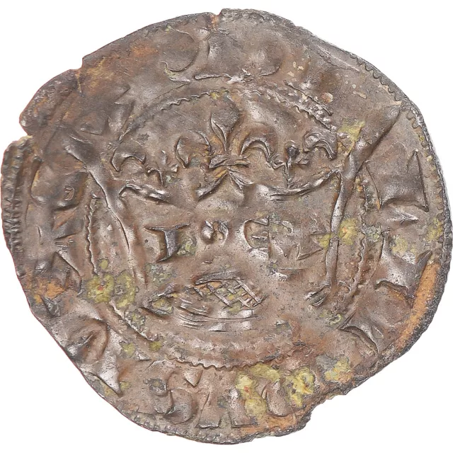 [#340035] Monnaie, France, Philippe VI, Double Tournois, 1348-1350, TB+, Billon