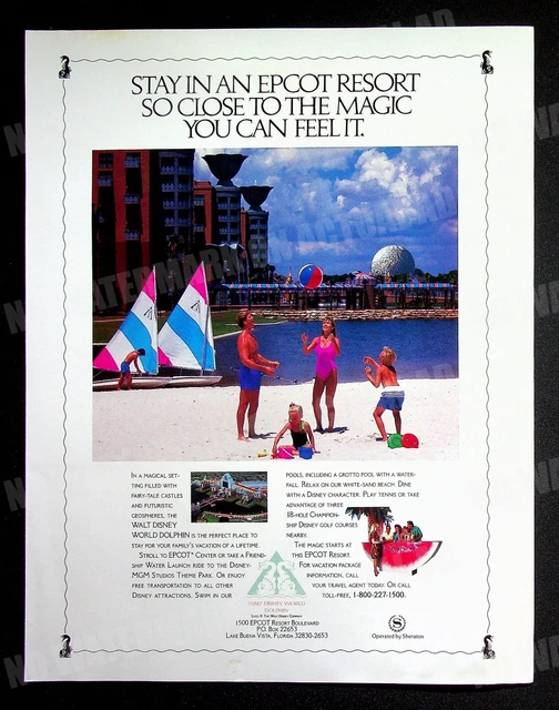 Epcot Resort Hotel Walt Disney World 1991 Trade Print Magazine AD Poster ADVERT