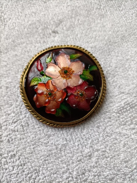 Broche Ancienne émaillée – Émaux De Limoges – Signée – Très Bon état