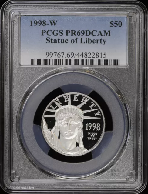 1998 W $50 1/2 oz Proof Platinum Eagle Statue of Liberty PCGS PR 69 DCAM