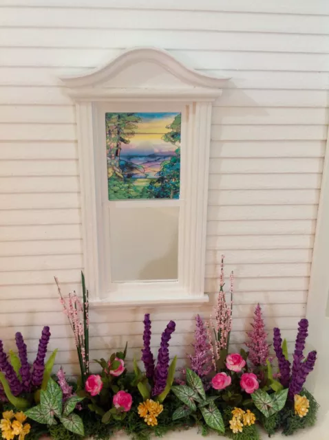 Mountain View Dollhouse Miniature Victorian Style Stained Glass Window film