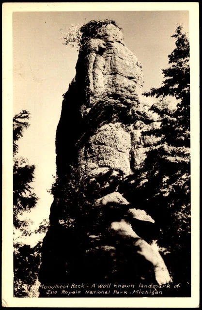 RPPC Postcard MI Michigan Monument Rock, Isle Royale National Park c1920 C8