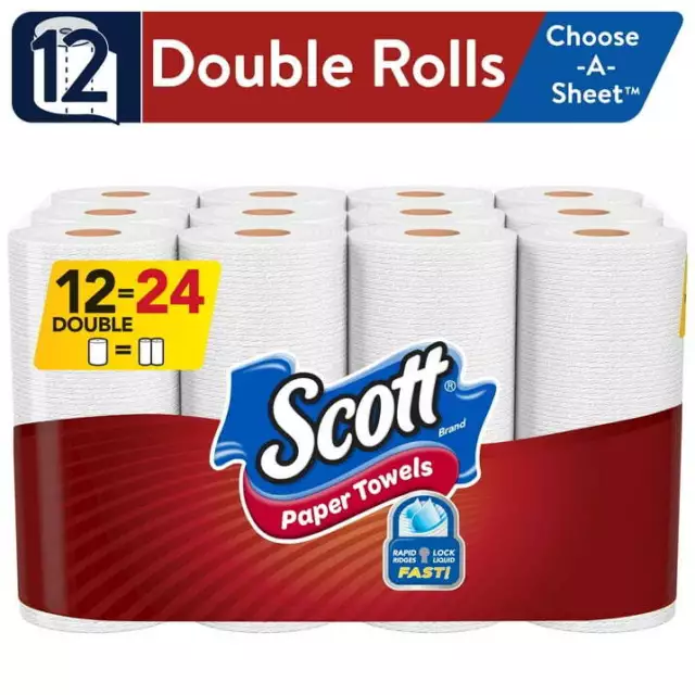 Scott Choose-A-Sheet Paper Towels, White, 12 Double Rolls