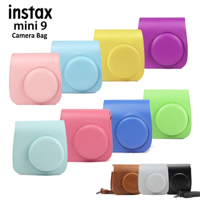 For Fujifilm Instax Mini 8 8+ 9 Polaroid Camera Leather Bag Shoulder Cover Case