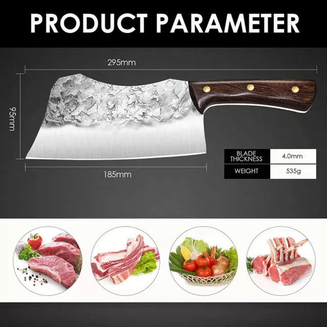 Forged Bone Cutting Knife Handmade Kitchen Butcher Knife Meat Cleaver Chopping 2