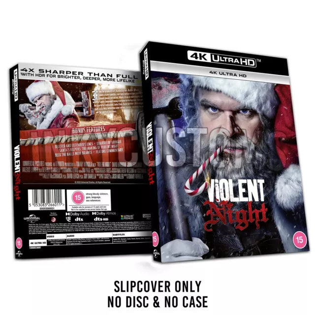 Violent Night 4K Ultra Bluray Custom Slip cover Sleeve Only Paper Case Protector