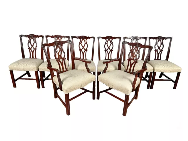 Kindel Mahogany Chippendale Dining Chairs - Set of 8