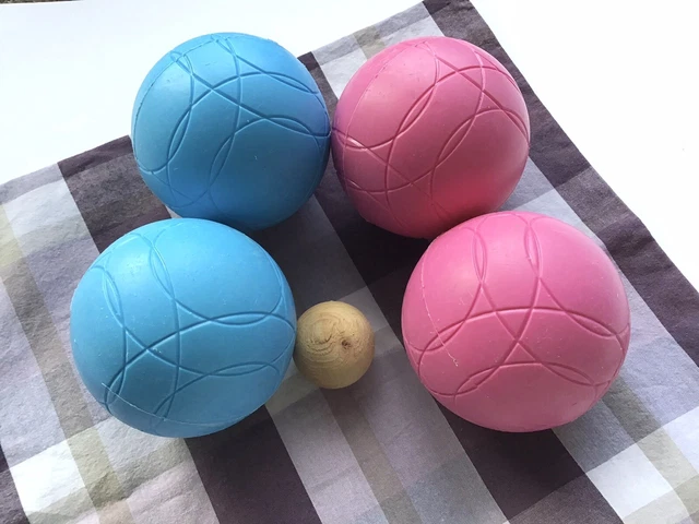 Jeu De 4 Boules De Pétanque Jouet Enfant Vintage 1970 (2 Doublettes, Cochonnet)