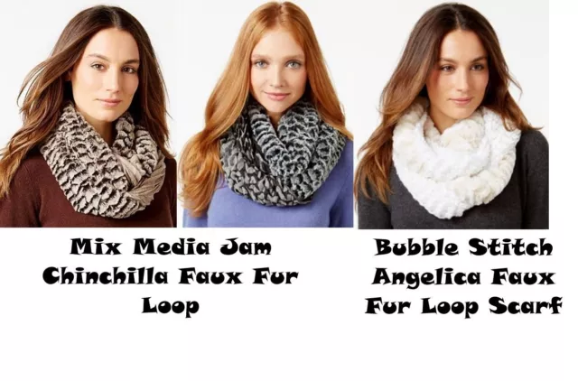 Collection XIIX Women's Loop Scarf & Wrap Mix Media Jam Chinchilla Faux Fur Loop