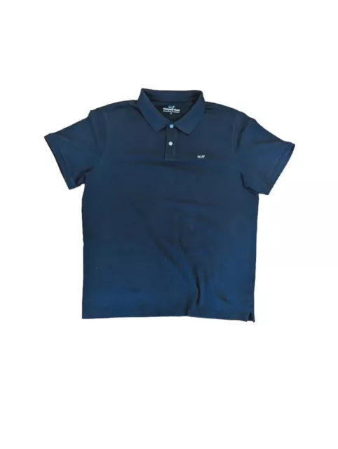 Vineyard Vines navy blue pique polo shirt men's Size L Large preppy cotton