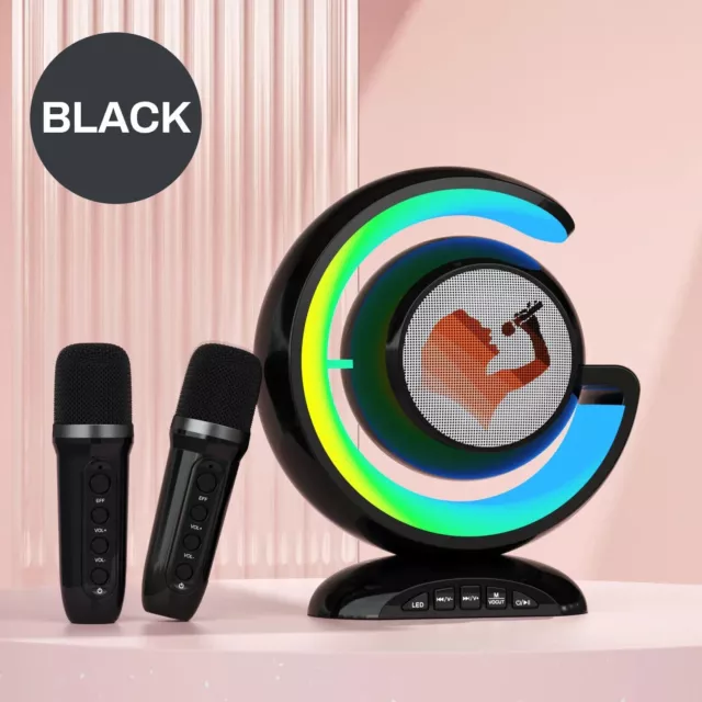 Altoparlante Bluetooth Portatile Macchina Karaoke doppio microfono con luce RGB