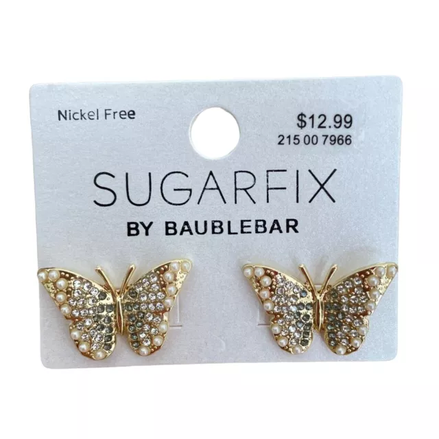 Sugarfix by Baublebar Womens Gold Green Wings Butterfly Statement Earrings