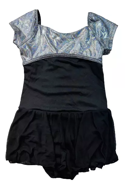 Capezio Girls Future Star Sparkles Skirted Dance Leotard, Gray/Black, Small 2