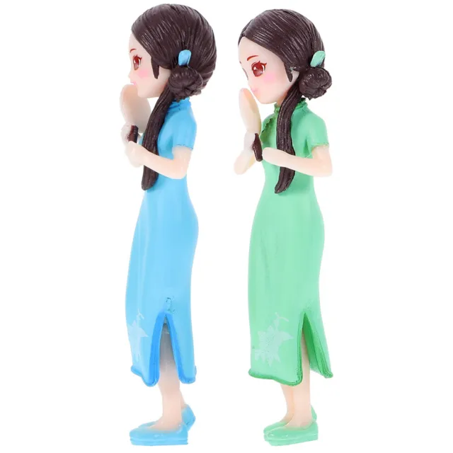 2 Pcs Artistic Cheongsam Doll Chinese Dolls Collectible Figure Girl Decorate