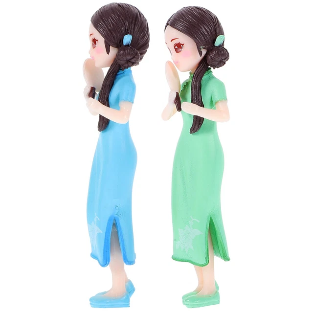 2 Pcs Artistic Cheongsam Doll Chinese Dolls Collectible Figure Girl Decorate