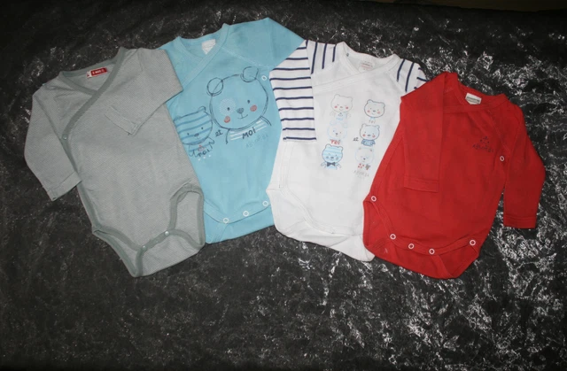 Lot 4 body bodies coton manches longues ABSORBA DPAM bébé 3 mois