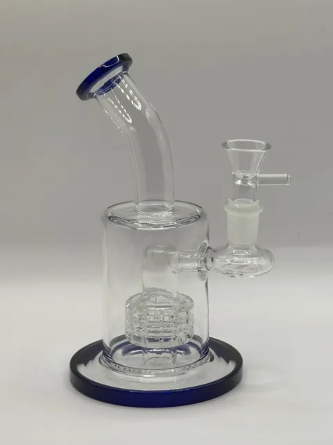 7" A+ Glass Bong Water Tobacco Pipe Blue