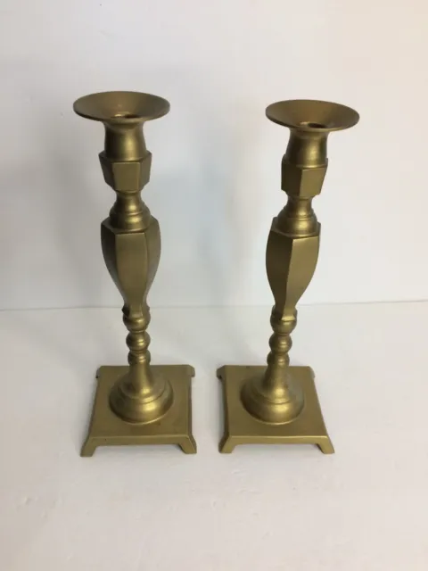 Pair of Metal Brass-Toned Candle Stick Holders Made in Taiwan