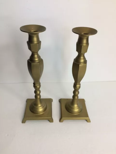 Pair of Metal Brass-Toned Candle Stick Holders Made in Taiwan