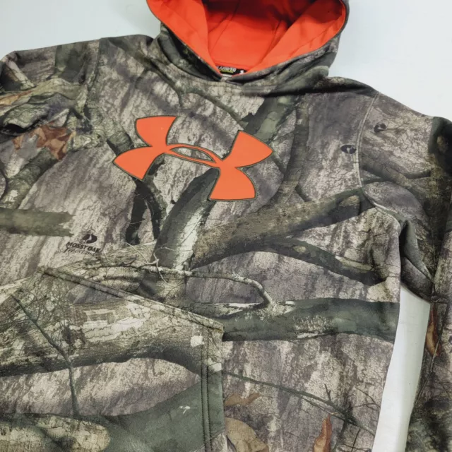 UNDER ARMOUR Mossy Oak Treestand Camo Logo Hoodie Youth Boys Teens Sz XL YXL EUC 3