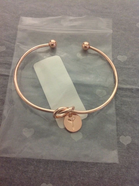 BNIB Rose Gold Tone Knot Heart - Initial "Y" Charm Bangle