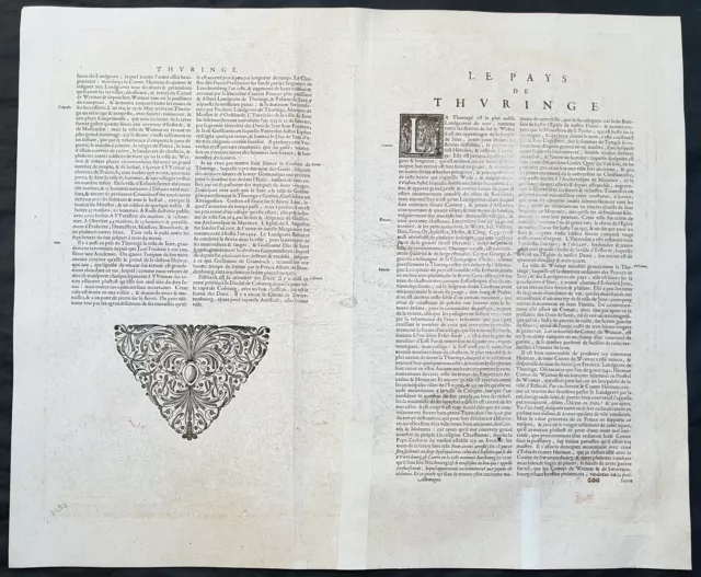 1639 Henricus Hondius Original Antique Map of the German State of Thuringia 3