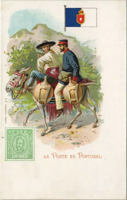 PC POSTS OF THE WORLD, LA POSTE EN PORTUGAL, Vintage LITHO Postcard (b34724)