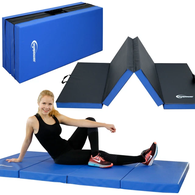Turnmatte Weichbodenmatte - Blaue Faltbare Gymnastikmatte Mit Griff Für Yoga & Training